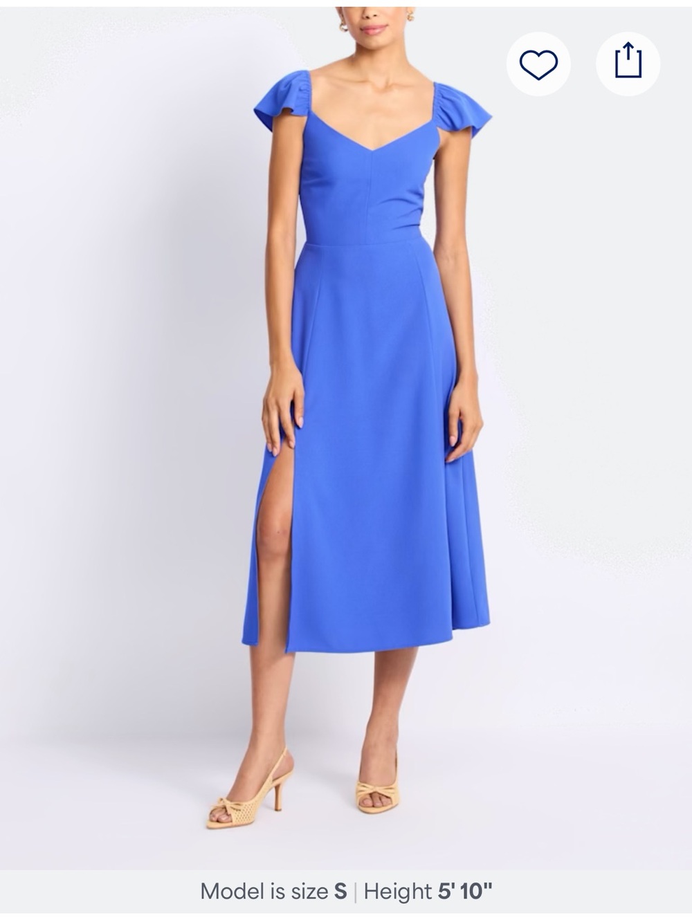 Market & Spruce Royal Blue Cap Sleeve Midi Dress with Side Slit💧